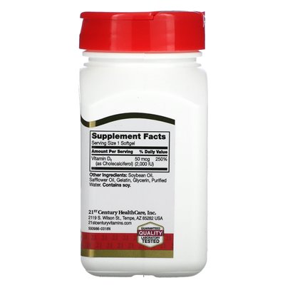 21st Century, Vitamin D3, 50 mcg (2000 IU), 250 softgels