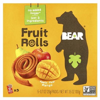 Bär, Fruchtrollen, Mango-Apfel, 5 Packungen à 20 g