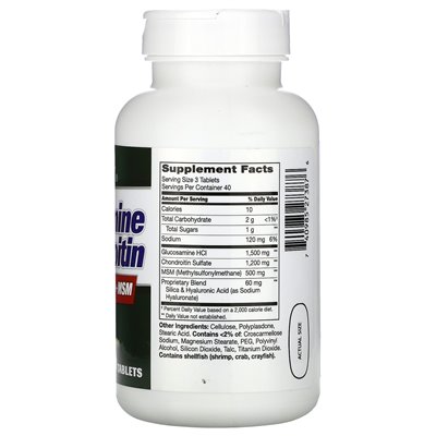 XXI Century, Glucosamin und Chondroitin plus Hyaluronsäure + MSM, 120 Tabletten