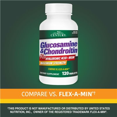 XXI Century, Glucosamin und Chondroitin plus Hyaluronsäure + MSM, 120 Tabletten