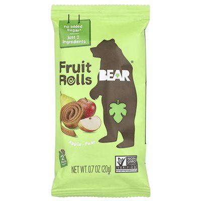 Bear, fruit rolls, apple, 5 packs, 0.7 oz (20 g) each