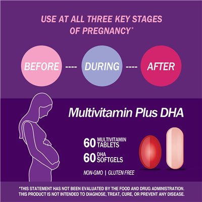 21st Century Prenatal Multivitamin Plus DHA, 2 Bottles, 60 Tablets/60 Softgels