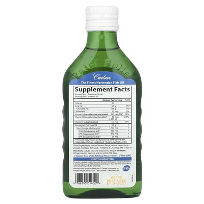 Carlson, Wild Norwegian, Super D Omega-3®, naturalna cytryna, 8,4 fl oz (250 ml)
