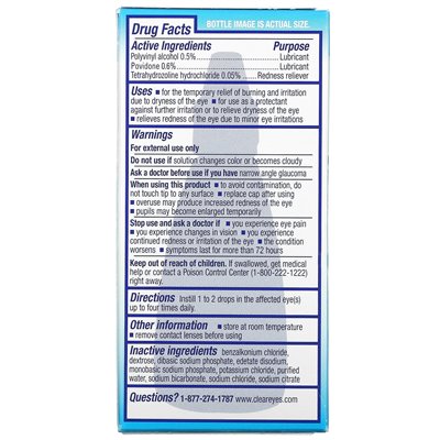 Przezroczyste oczy, potrójne działanie, krople do oczu o smar/zaczerwienienie, 0,5 fl oz (15 ml)