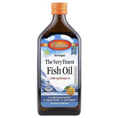 Carlson, norwegisches, bestes Fischöl, natürliche Orange, 1600 mg, 16,9 fl oz (500 ml)