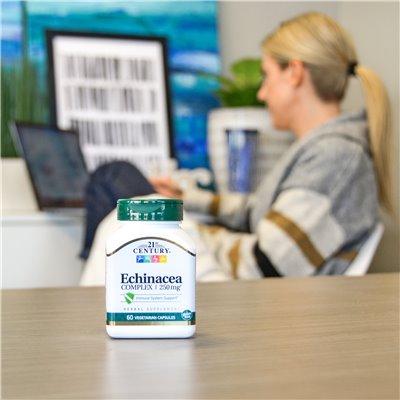 XXI wiek, kompleks Echinacea, 250 mg, 60 kapsułek wegetariańskich (125 mg na kapsułkę)