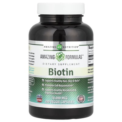 Amazing Nutrition, Biotin, 10,000 mcg, 200 Vegetarian Capsules