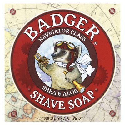 Badger, mydło do golenia, klasa Navigator, Shea &amp Aloe, 3,15 uncji (89,3 g)