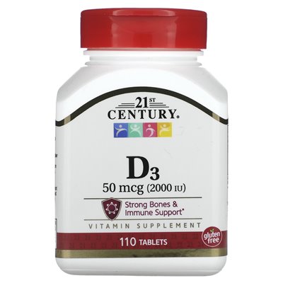21st Century, Vitamin D3, 50 mcg (2000 IE), 110 Tabletten