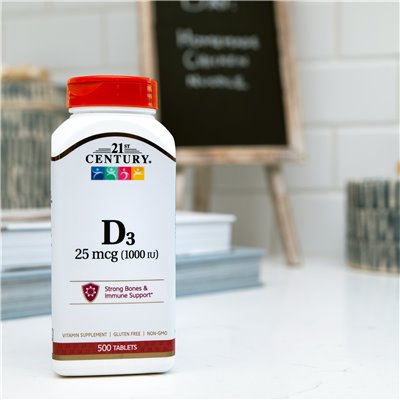 21. Jahrhundert, Vitamin D3, 25 mcg (1000 IE), 500 Tabletten