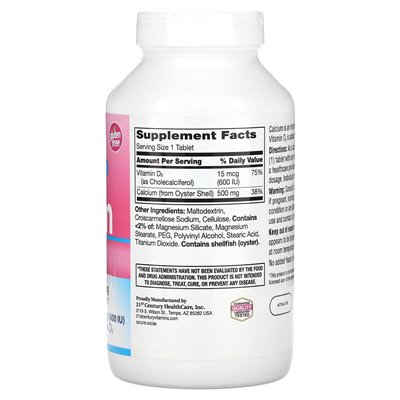 21st Century, Calcium 500 + D3, 400 tablets