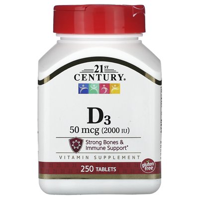 21st Century, D3, 50 McG (2000 IU), 250 tabletek