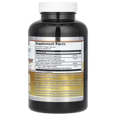 Niesamowite odżywianie, kurkuma i imbir z bioperiną, 2250 mg, 180 kapsułek warzywnych (750 mg na kapsułkę)