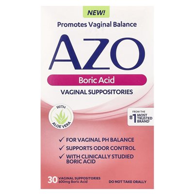 AZO, boric acid, vaginal suppositories, 600 mg, 30 suppositories AZO, boric acid, vaginal suppositories, 600 mg, 30 suppositories