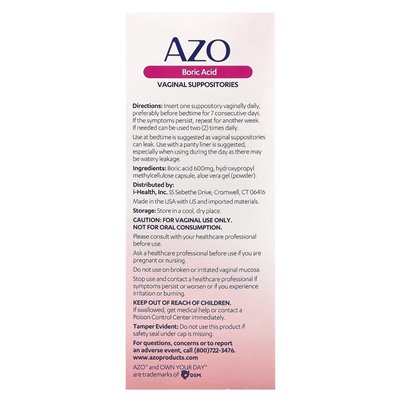 AZO, kwas borowy, czopki pochwy, 600 mg, 30 czopek AZO, kwas borowy, czopki pochwy, 600 mg, 30 czopek