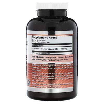 Niesamowite odżywianie, L-Lysine, 1000 mg, 360 tabletek Niesamowite odżywianie, L-Lysine, 1000 mg, 360 tabletek