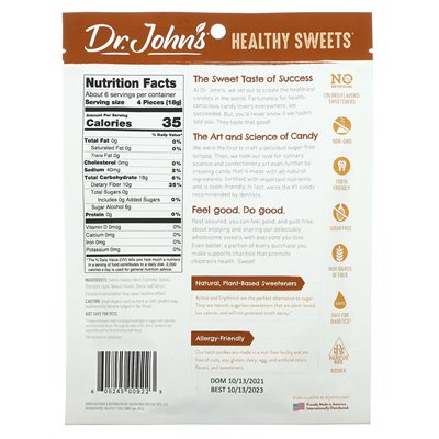 Dr. John's Healthy Sweets, Schokoladenbonbons + Ballaststoffe, zuckerfrei, 3,85 oz (109 g)