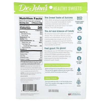 Dr John's Healthy Sweets, Classic Fruit Hard Candy, Blue Raspberry, wiśnia, winogrona, cytryna, limonka i pomarańczowy, 3,85 unc