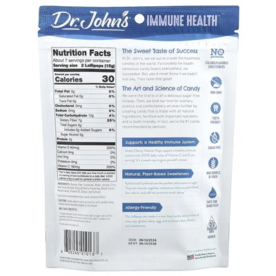 Dr. John's Healthy Sweets, immuno Health™, Vitamin-Lutscher, Süßkirsche, 14 einzeln verpackte Lutscher, 3,85 oz (109 g)