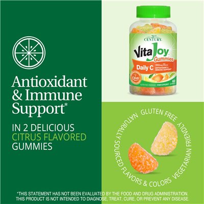 21st Century, Vitajoy, Daily C Gummy, Citrus, 250 mg, 60 vegetarian gummies (125 mg per gummy)