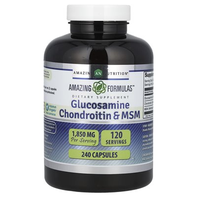 Niesamowite odżywianie, glukozamina chondroitin i MSM, 1850 mg, 240 kapsułek (925 mg na kapsułkę) Niesamowite odżywianie, glukozamina chondroitin i MSM, 1850 mg, 240 kapsułek (925 mg na kapsułkę)