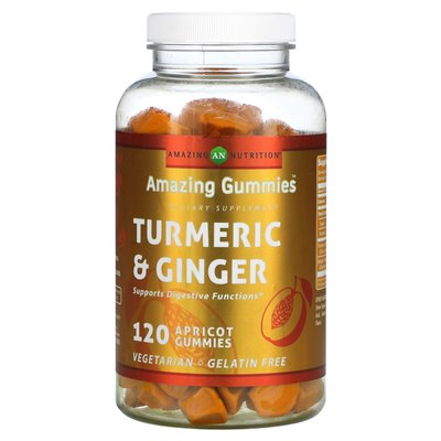 Amazing Nutrition, Amazing Gummies, Turmeric and Ginger, Apricot, 120 Gummies