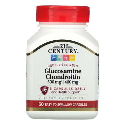 21st Century Glucosamin/Chondroitin doppelte Stärke 1500 mg/1200 mg 60 leicht zu schluckende Kapseln (500 mg/400 mg pro Tag)