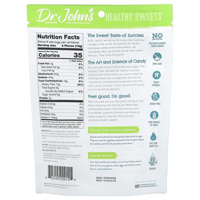 Dr. John's Healthy Sweets, Lemon Hard Candy, + Fiber & Vitamin C, Sugar Free, 3.85 oz (109 g)