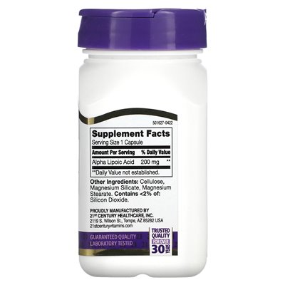 XXI wiek, kwas alfa lipoinowy, 200 mg, 60 kapsułek