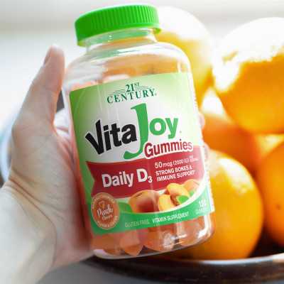 21st Century, VitAjoy Gummies, Daily D3, Peach, 2000 IU, 120 Gummies (25 mcg (1000 IU) per gummy)