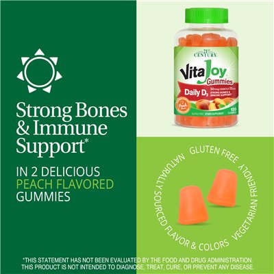 21st Century, VitAjoy Gummies, Daily D3, Pfirsich, 2000 IE, 120 Gummies (25 mcg (1000 IE) pro Gummi)