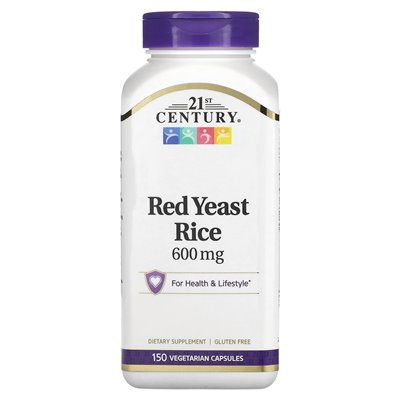21st Century Red Yeast Rice 600mg 150 Vegetarian Capsules (300mg per capsule)