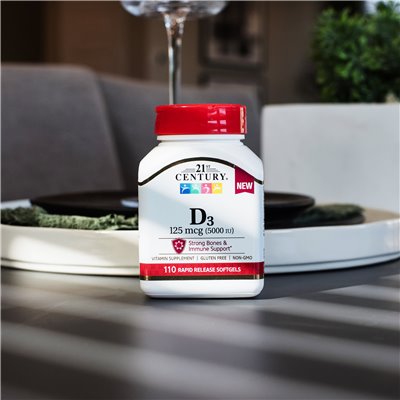 21st Century, Vitamin D3, 125 MCG (5000 IE), 110 Softgel-Kapseln
