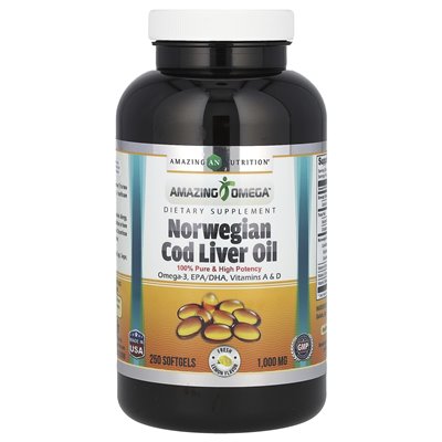 Niesamowite odżywianie, niesamowite Omega, norweskie olej z wątroby dorsza, cytryna, 1000 mg, 250 softgels Niesamowite odżywianie, niesamowite Omega, norweskie olej z wątroby dorsza, cytryna, 1000 mg, 250 softgels