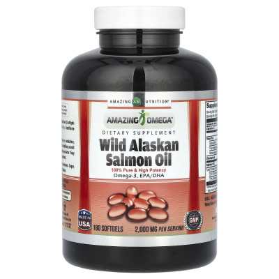 Amazing Nutrition, Wildlachsöl aus Alaska, 2000 mg, 180 Weichkapseln