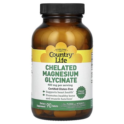 Życie country, chelatowany glicyn magnezu, 400 mg, 90 tabletek (133 mg na tablet) Życie country, chelatowany glicyn magnezu, 400 mg, 90 tabletek (133 mg na tablet)