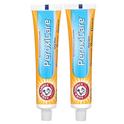 Arm &amp Hammer, Peroxicare, Deep Clean, Fluoride Anticavity Pastase, Clean Mint, Twin Pack, 6,0 uncji (170 g)