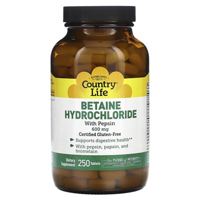 Życie country, chlorowodorek betainy z pepsyną, 600 mg, 250 tabletek Życie country, chlorowodorek betainy z pepsyną, 600 mg, 250 tabletek