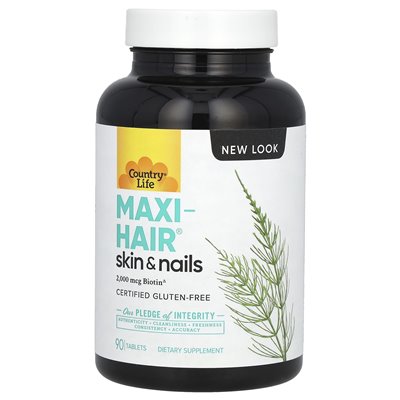Country Life, Maxi-Hair, Skin &amp Nails, 90 tabletek