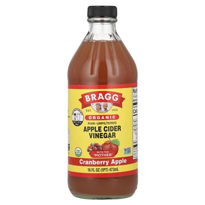 Bragg, Bio-Apfelessig mit „Mutter“, Cranberry-Apfel, 16 Fl Oz (473 ml)