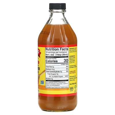 Bragg, Organiczny ocet jabłkowy z „Mother”, Honey, 16 Fl Oz (473 ml)