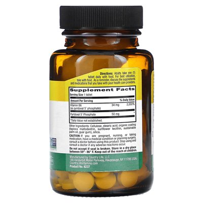 Country Life, P-5-P, 50 mg, 100 tabletek
