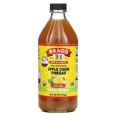 Bragg, Organic Apple Cider Vinegar with "Mother", Citrus Ginger, 16 Fl Oz (473 ml)