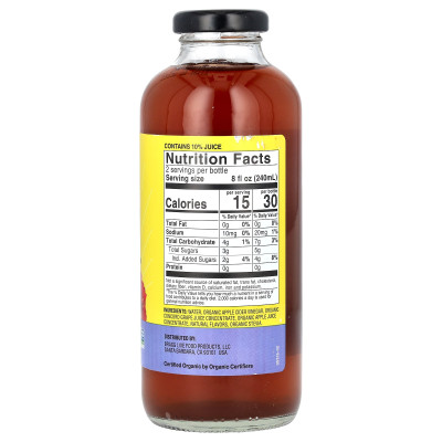 Bragg, Organiczne ocet jabłek, odświeżki prebiotyczne, Concord Grape &amp Hibiscus, 16 Fl Oz (473 ml)