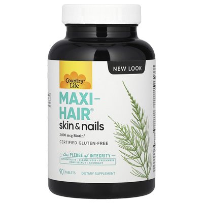 Country Life, Maxi-Hair, Skin &amp Nails, 90 tabletek