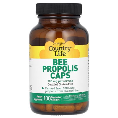 Country Life, Caps Bee Propolis, 500 mg, 100 kapsułek wegetariańskich (250 mg na kapsułkę)