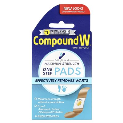Compound W, Usuwacz Wart, Jedno Krokowe Pady, Maksymalna Siła, 14 Lekowych Padów