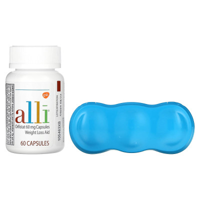 Alli, orlistat, pomoc w odchudzaniu, pakiet startowy, 60 mg, 60 kapsułek