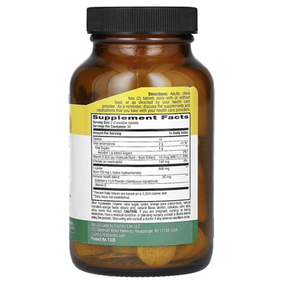 Country Life, L-Lysin zum Kauen mit Vitamin D und grünem, würzigem Orangenakzent, 600 mg, 60 Kautabletten (300 mg pro Tablette)