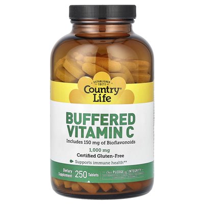 Życie country, buforowana witamina C, 1000 mg, 250 tabletek